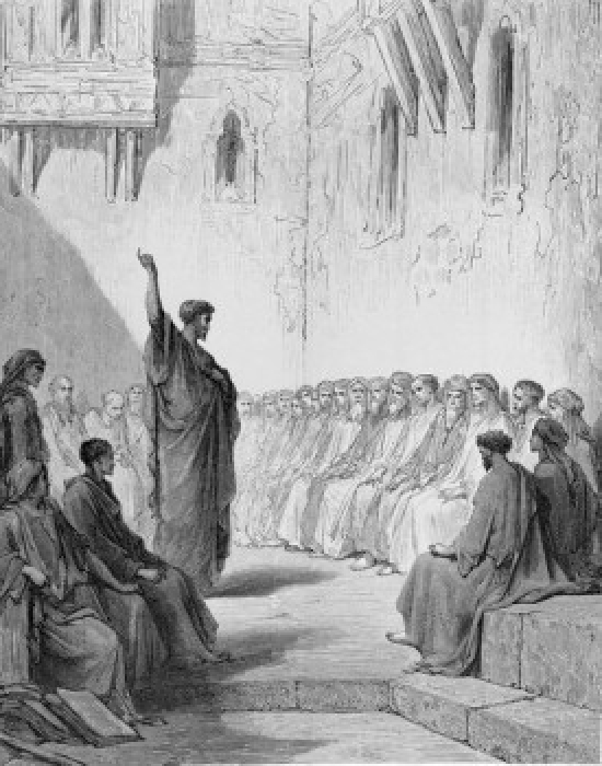 SAL99587156 Pauls Preaching at Thessalonica by Gustave Dore 1832-1883 Poster Print - 18 x 24 in.
