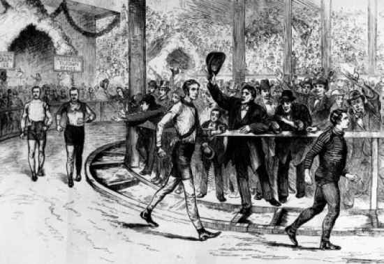International Six-Day Walking Match in New York City March 1879 by Unknown Artist Poster Print - 18 x 24 in.
