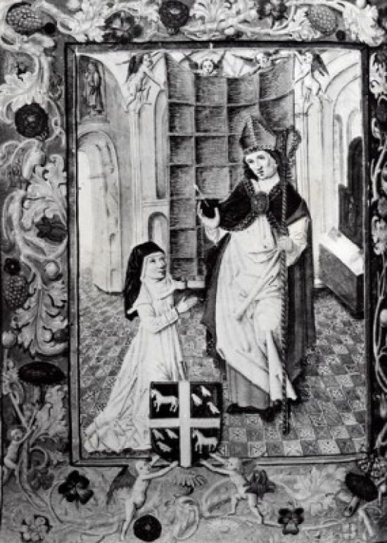 St. Augustine Honored Manuscript From 15th C. Dutch Manuscript Poster Print - 18 x 24 in.