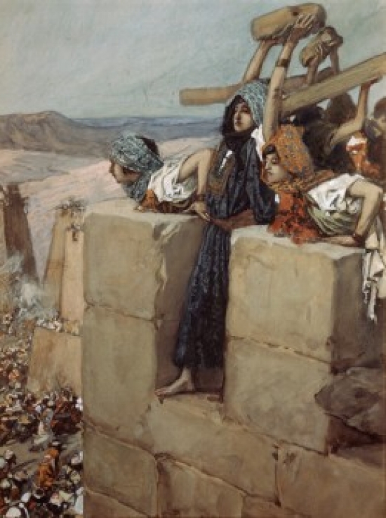 A Woman Breaks the Skull of Abimelech James Tissot 1836-1902 French Jewish Museum New York City Print - 18 x 24 in.