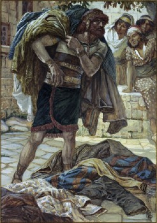 SAL999183 Samson Brings Back the Garments James Tissot 1836-1902 French Watercolor Jewish Museum New York Print - 18 x 24 in.