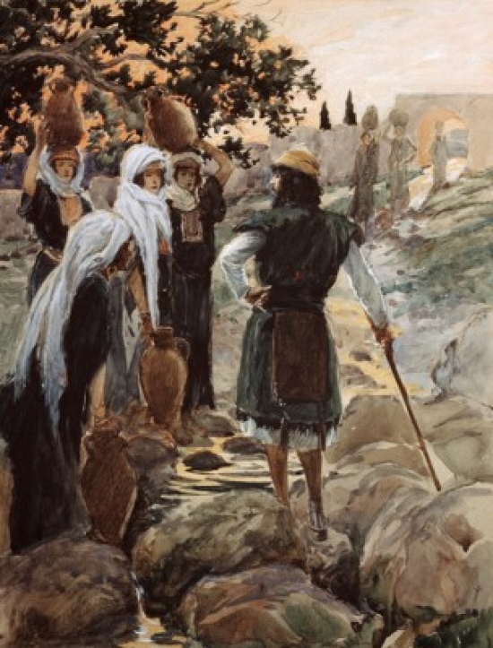 SAL999218 Saul Questions the Young Maidens James Tissot 1836-1902 French Jewish Museum New York Poster Print - 18 x 24 in.