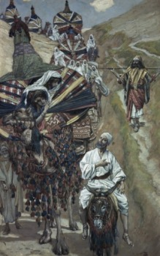 SAL99941 Rebecca Meets Isaac by the Way James Tissot 1836-1902 French Jewish Museum New York Poster Print - 18 x 24 in.