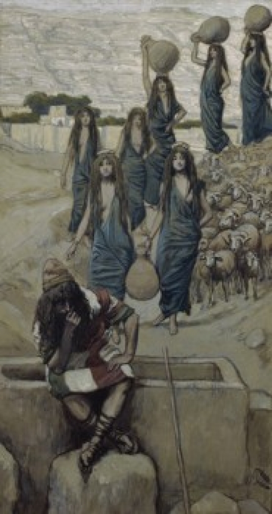 SAL999447 Moses at the Well at Midian James J. Tissot 1836-1902 French Jewish Museum New York Poster Print - 18 x 24 in.