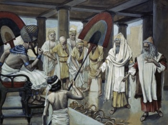 SAL999473 The Rod of Aaron Devours the Other Rods James J Tissot 1836-1902 French Jewish Museum New York Print - 18 x 24 in.