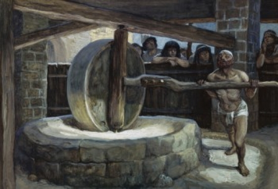 SAL999502 Samson Turns the Mill in Prison James J. Tissot 1836-1902 French Jewish Museum New York USA Poster Print - 18 x 24 in.