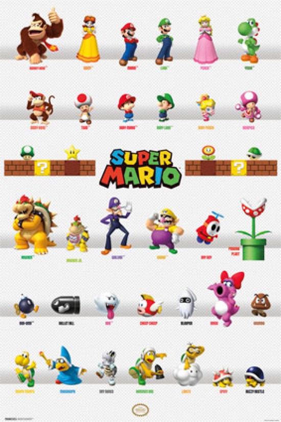 Super Mario - Character Grid Poster Print - 24 x 36 in.