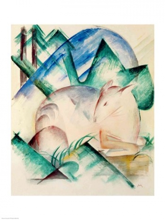 Sleeping Deer Poster Print by Franz Marc - 24 x 36 in. - Large