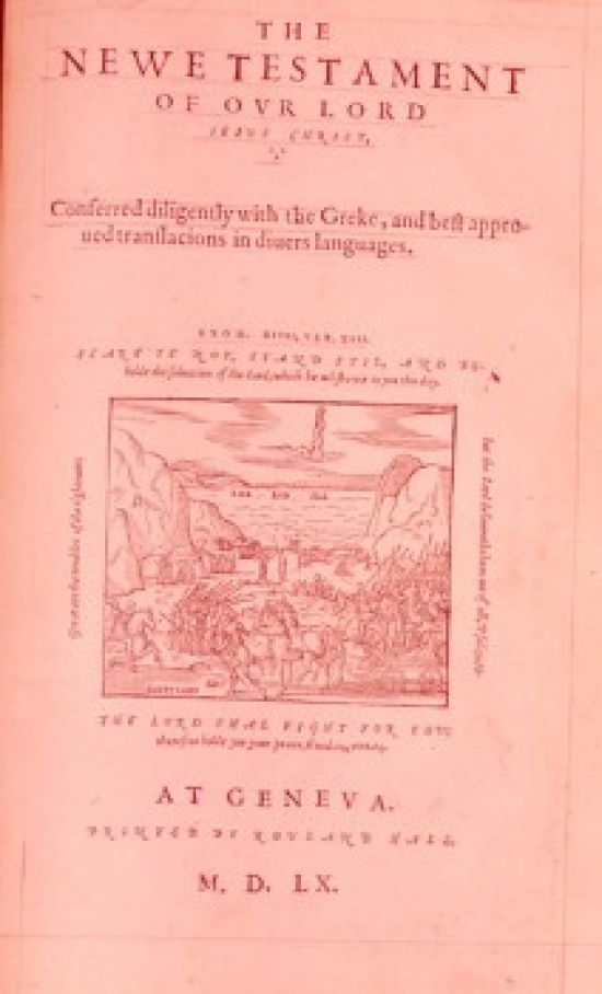 Geneva Protestant Bible Woodcut Print USA New York New York City American Bible Society 1560 A.D. Poster - 18 x 24 in.