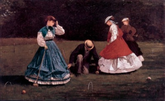The Croquet Game 1866 Winslow Homer 1836-1910 American Oil on Canvas Art Institute of Chicago Illinois USA - 18 x 24 in.