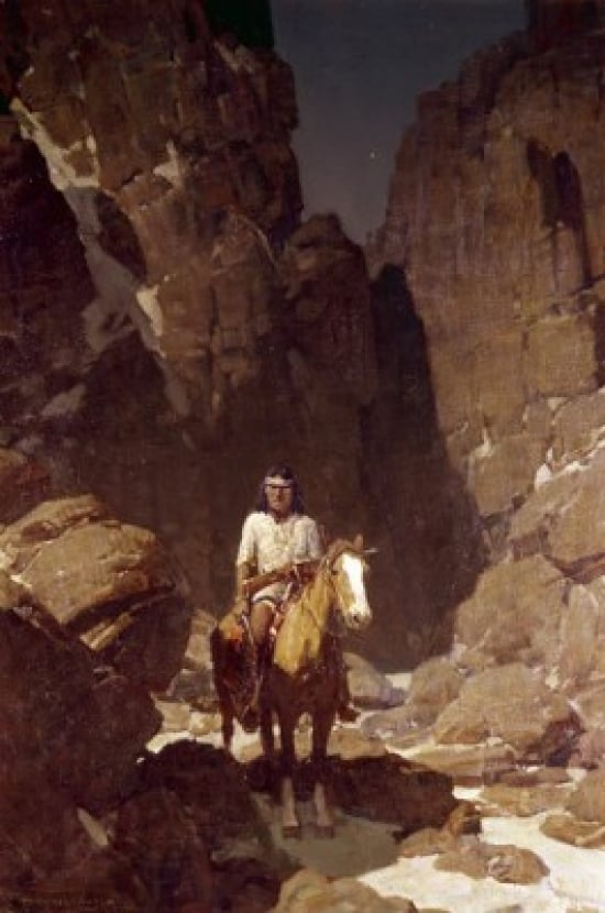 Between Canyon Walls Frank Tenney Johnson 1874-1939 American Poster Print - 18 x 24 in.