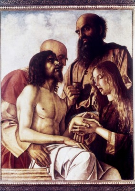 Lament Over the Dead Christ Pesaro Altarpiece Ca 1473-76 Giovanni Bellini Ca1430-1516 Italian Tempera on Panel - 18 x 24 in.