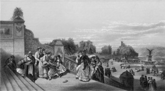 The Terrace Central Park Ca.1872 Charles G. Rosenberg 1818-1879 Etching Poster Print - 18 x 24 in.