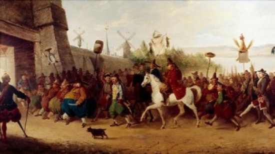 Fools Parade Entering New Amsterdam William Heath 1795-1840 British Poster Print - 18 x 24 in.