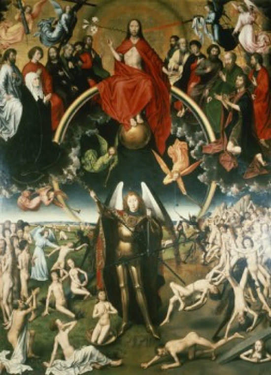 The Last Judgement C 1480 Hans Memling C 1433-1494 Netherlandish Panel Memling Museum Bruges Print - 18 x 24 in.