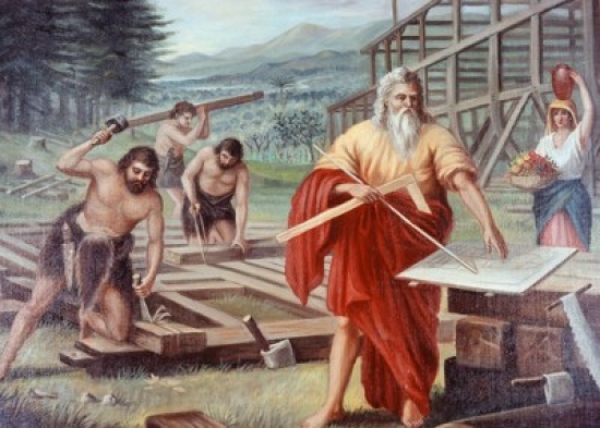 Noah Building the Ark Vittorio Bianchini 1797-1880 Italian Ackermann & Johnson Ltd London Poster Print - 18 x 24 in.