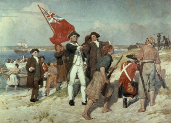 Capt. Cook Landing at Botany Bay Emmanuel Phillips Fox 1865-1915 Australian Poster Print - 18 x 24 in.