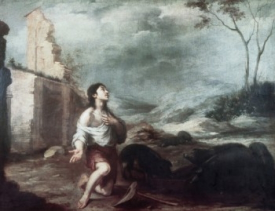 The Prodigal Son Feeding the Swine Bartolome Esteban Murillo 1617-1682 Spanish Poster Print - 18 x 24 in.