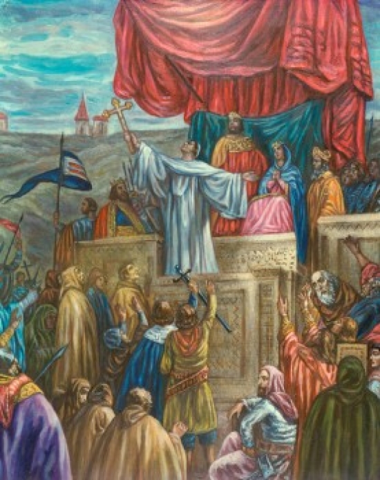 St. Bernard of Clairvaux Preaching the Second Crusade 19th Century Artist Unknown 19th C. Poster Print - 18 x 24 in.