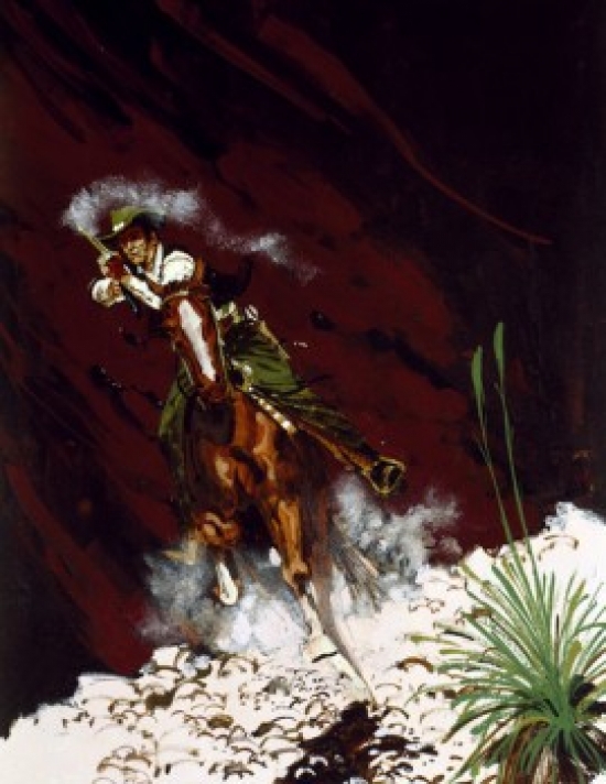 Man on Horse Shooting Poster Print - 18 x 24 in.
