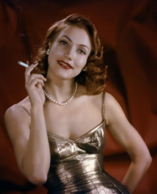 SAL9902574 Close-Up of a Young Woman Smoking a Cigarette Poster Print - 18 x 24 in.
