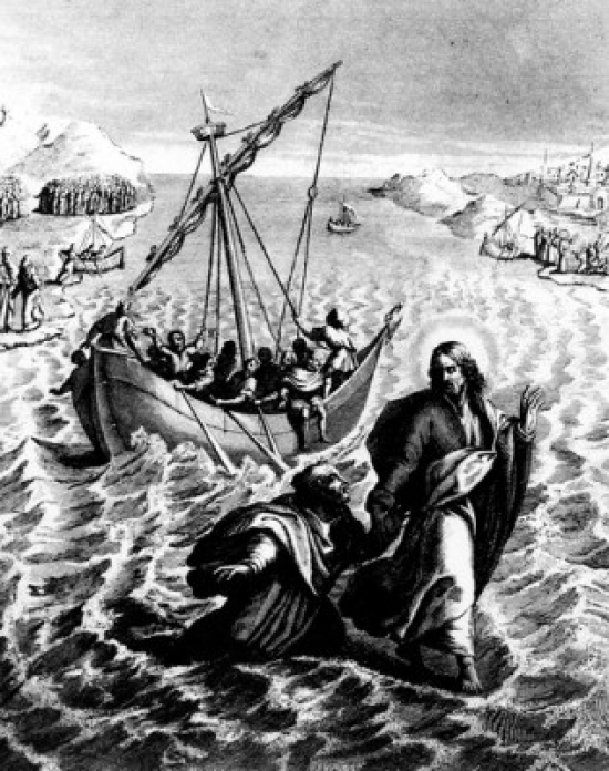 SAL9903529 Jesus Walks on the Water by Adolphe Rouargue Print Poster Print - 18 x 24 in.