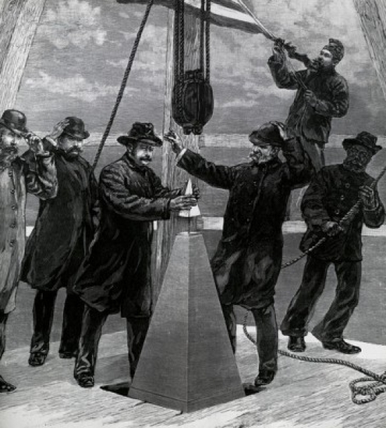 Setting Aluminum Capstone on the Washington Monument December 6 1884 Artist Unknown Poster Print - 18 x 24 in.