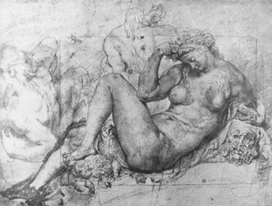 Sketch of the Night Figure on Medici Chapel Florence Italy Artist Unknown Poster Print - 18 x 24 in.