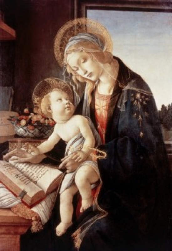 Madonna Del Libro 1480 Sandro Botticelli 1444-1510 Italian Tempera on Wood Panel Museo Poldi Pezzoli Milan - 18 x 24 in.