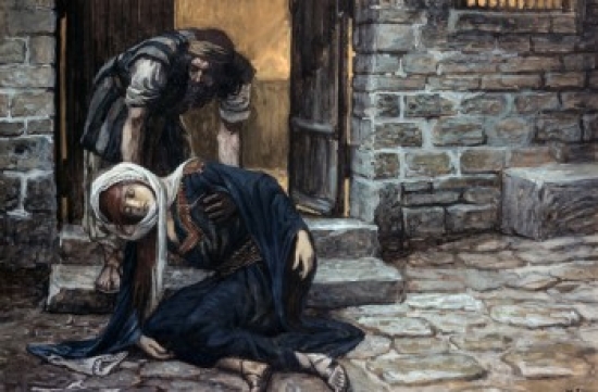 The Levite Findeth His Dead Wife James Tissot 1836-1902 French Jewish Museum New York City Poster Print - 18 x 24 in.
