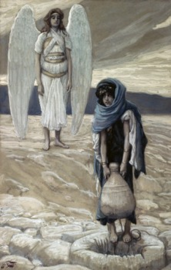 Hagar & the Angel in the Desert James Tissot 1836-1902 French Watercolor on Paper Jewish Museum New York - 18 x 24 in.