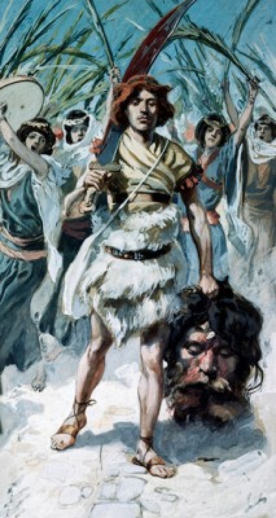 SAL999402 David Takes the Head of Goliath to Jerusalem James Tissot 1836-1902 French Jewish Museum New York Print - 18 x 24 in.