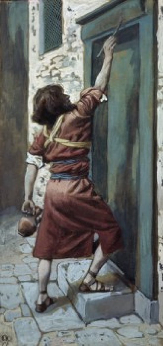 SAL999477 The Signs in the Door James J. Tissot 1836-1902 French Jewish Museum New York Poster Print - 18 x 24 in.