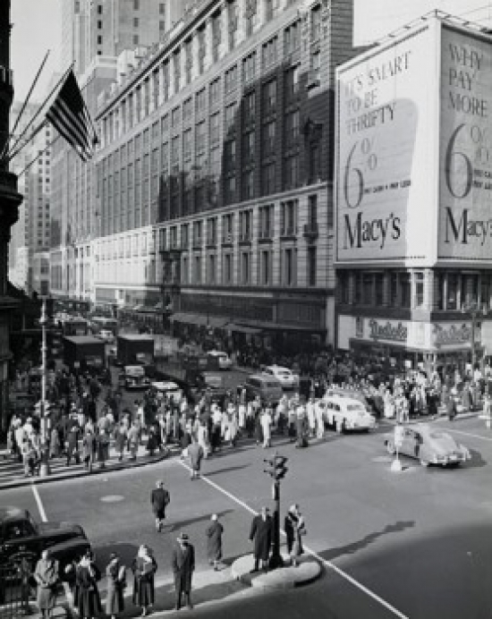 USA New York State New York City Crowd on Herald Square Poster Print