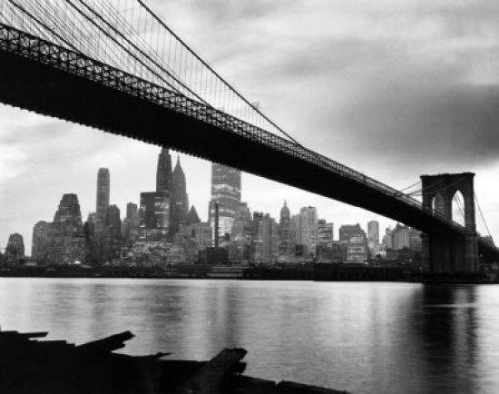 Suspension Bridge Across a River Brooklyn Bridge New York City New York USA Poster Print - 18 x 24 in.