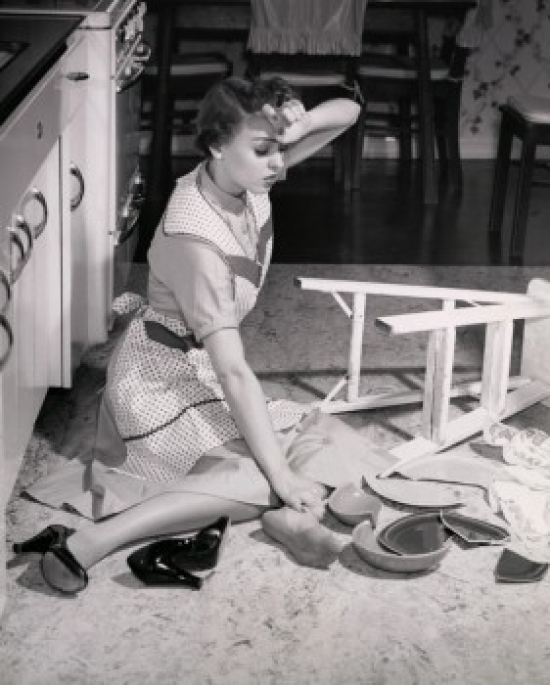 Side Profile of a Young Woman After Falling Poster Print - 18 x 24 in.