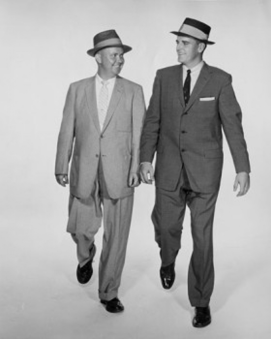 Two Businessmen Walking Side by Side Poster Print - 18 x 24 in.