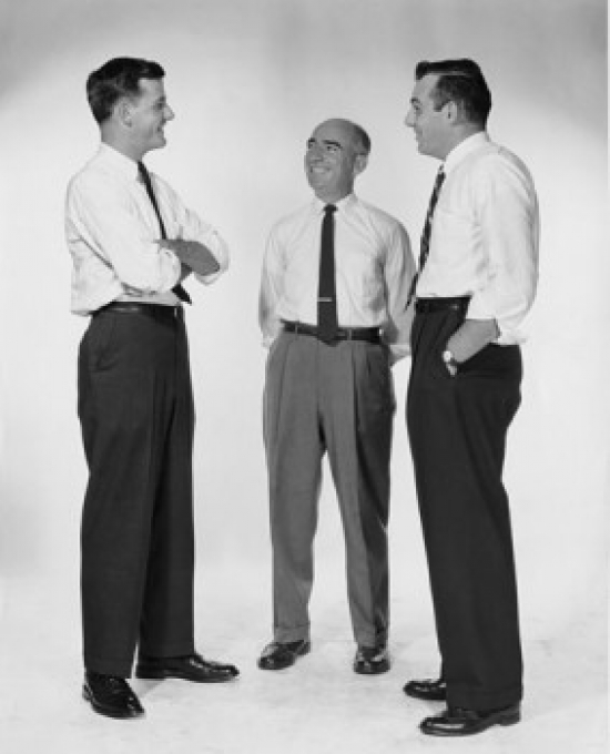Three Businessmen Talking Poster Print - 18 x 24 in.