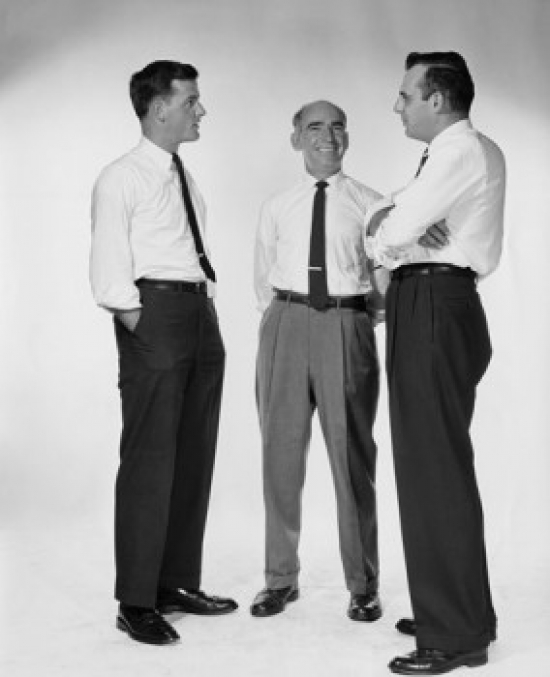 Three Businessmen Talking Poster Print - 18 x 24 in.