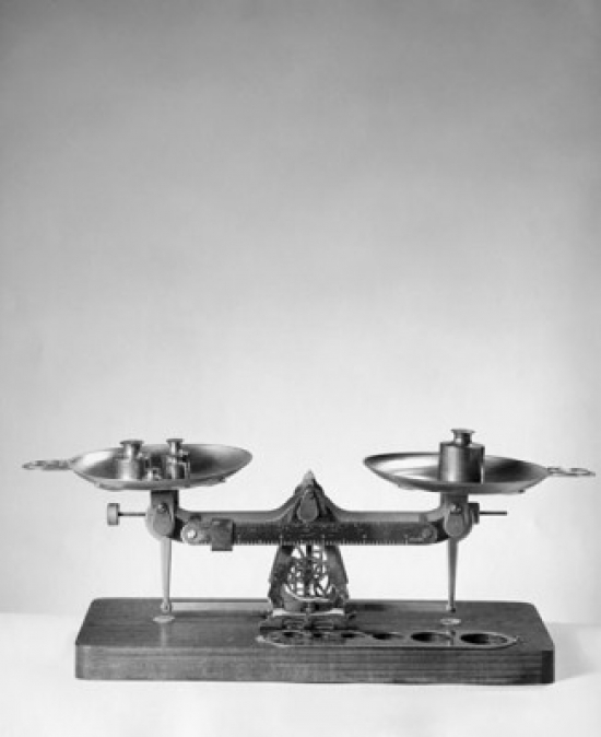 Weights on a Weighing Scale Poster Print - 18 x 24 in.