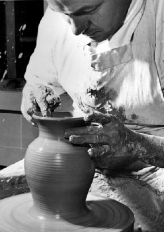 Potter Working on a Pottery Wheel Poster Print - 18 x 24 in.