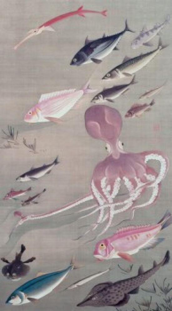 Under Water Life Japanese Art Handscroll Smithsonian Institution Washington D.C. USA Poster Print - 18 x 24 in.