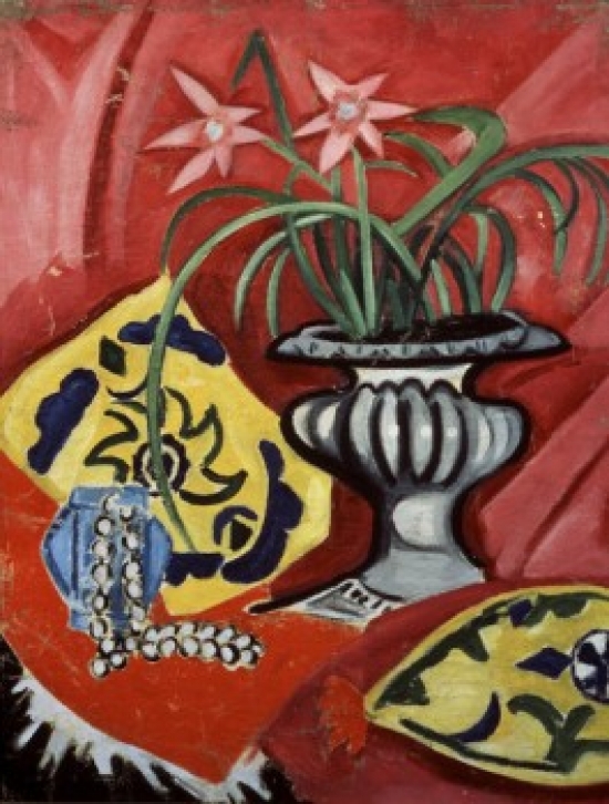 Still Life with a Vase 1912 Olga Vladimirovna Rozanova 1886-1918 Russian Oil on Canvas Kustodiev Gallery