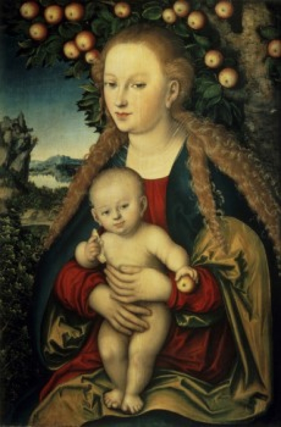 Madonna Under the Apple Tree Madonna Unter Dem Apfelbaum C 1525 Lucas Cranach the Elder 1472-1553 German - 18 x 24 in.
