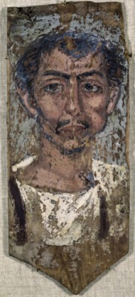 Mummy Portrait of a Man 2nd C. Ad Encaustic on Panel Private Collection Poster Print - 18 x 24 in.