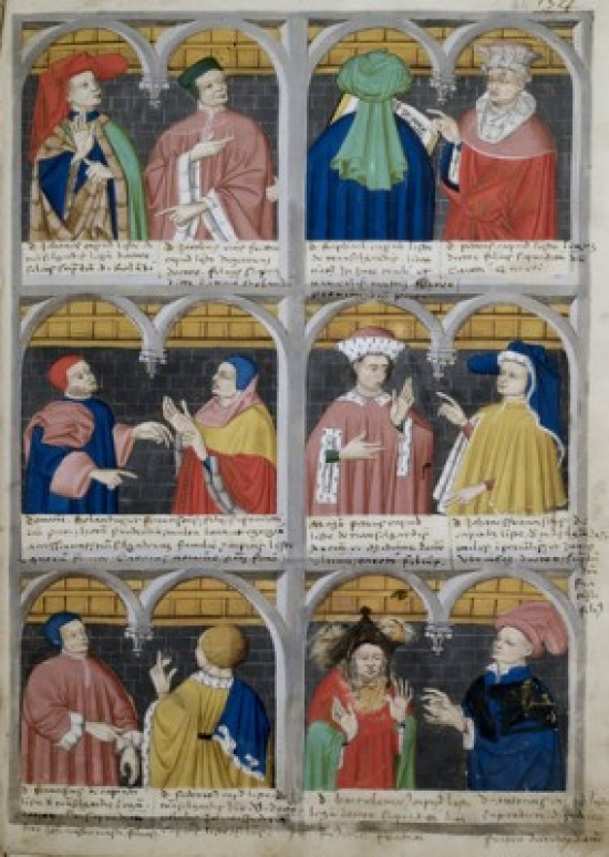Multi-Panelled Narration-Capodilista Codex Artist Illuminated Manuscript Biblioteca Civica Padua Italy - 18 x 24 in.