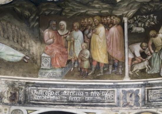 Joseph Tells the Story to His Relatives From Tambour-Stories of Jacob Giusto De Menabuoi 14th C Italian Fresco
