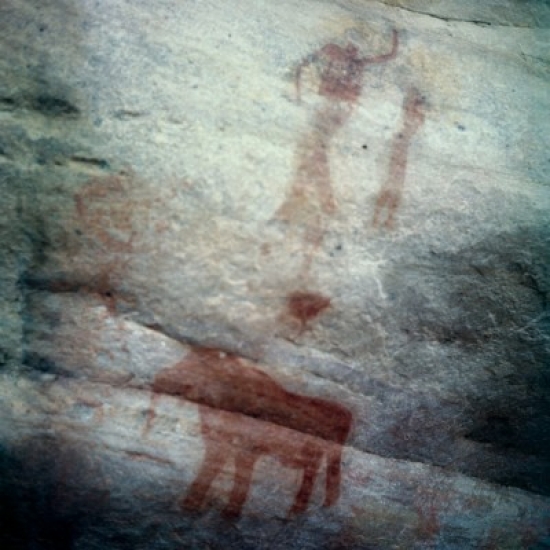 Bushman Cave Painting Calvinia Distric of the Western Cape Province Prehistoric Art-Poster Print - 18 x 24 in.