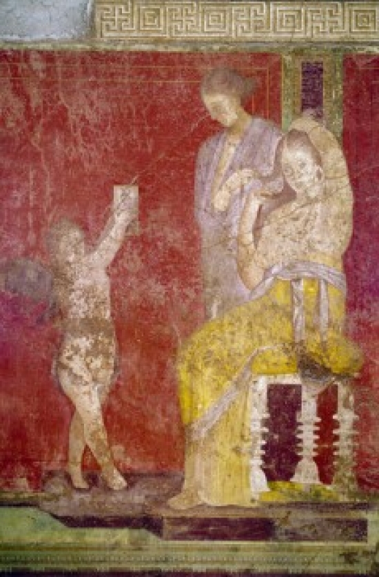Italy Pompeii Villa of the Mysteries No. 3 Fresco Circa 60-50 B.C. Roman Art Poster Print