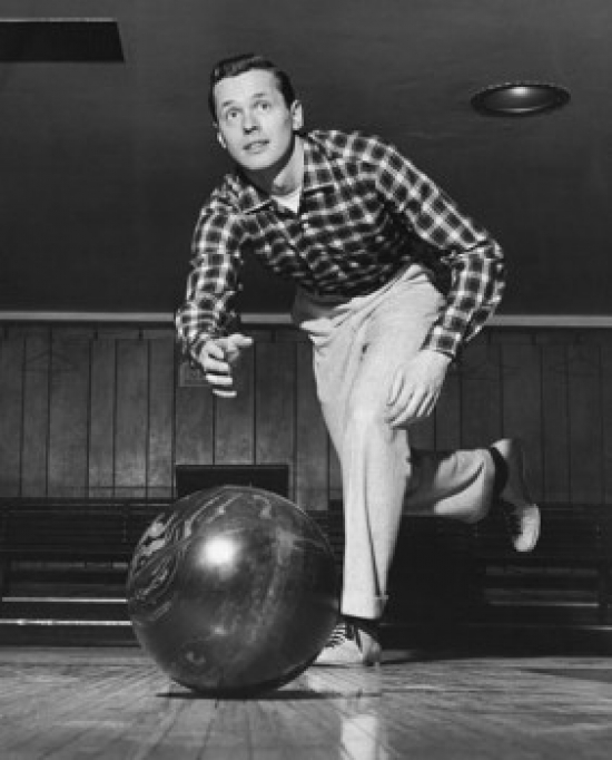 Young Man Bowling Poster Print - 18 x 24 in.